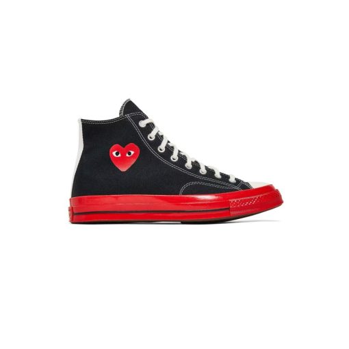 کفش کانورس آل استار پلی ساقدار مشکی زیره قرمز Converse Play Chuck 70 High Comme des Garçons Black Red
