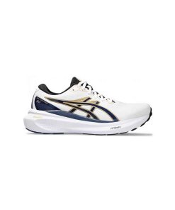 کتونی رانینگ اسیکس کایانو 30 سفید سورمه ای طلایی Asics Gel Kayano 30 White Deep Ocean Blue Gold