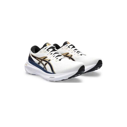 کتونی رانینگ اسیکس کایانو 30 سفید سورمه ای طلایی Asics Gel Kayano 30 White Deep Ocean Blue Gold