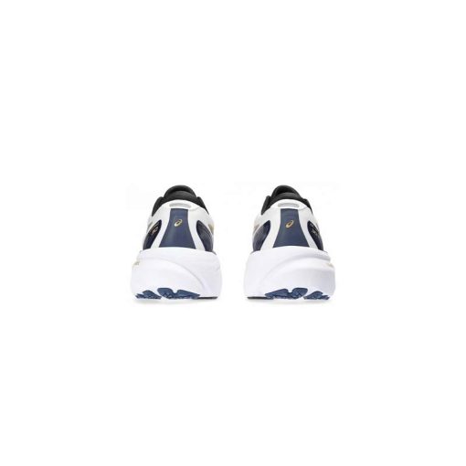 کتونی رانینگ اسیکس کایانو 30 سفید سورمه ای طلایی Asics Gel Kayano 30 White Deep Ocean Blue Gold