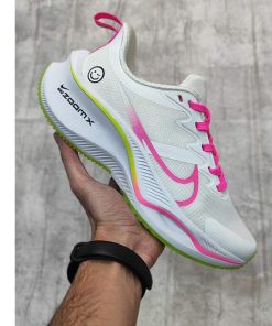 کتونی پیاده روی نایک زوم ایکس لبخند سفید صورتی سبز Nike Running Air Zoom Smile White Pink Green