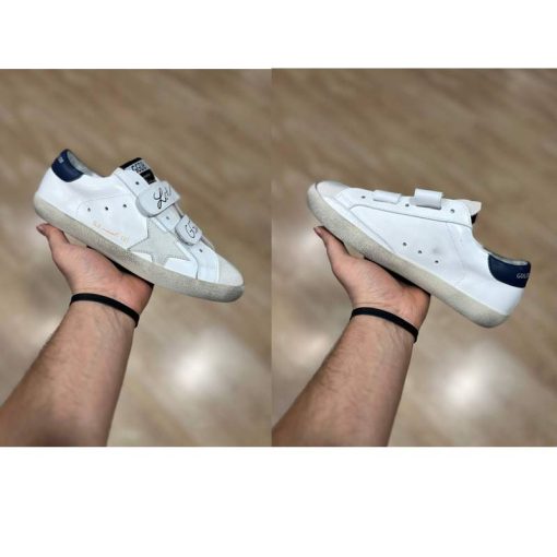 کتونی کژوال گلدن گوس چسبی سفید سورمه ای Golden Goose Superstar White Navy Blue