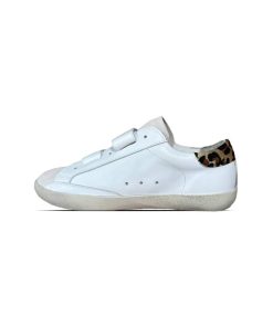 کتونی کژوال گلدن گوس چسبی سفید پلنگی Golden Goose Superstar White Brown Leopard