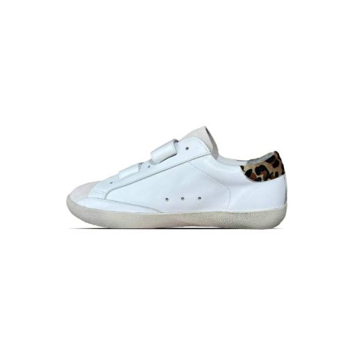 کتونی کژوال گلدن گوس چسبی سفید پلنگی Golden Goose Superstar White Brown Leopard