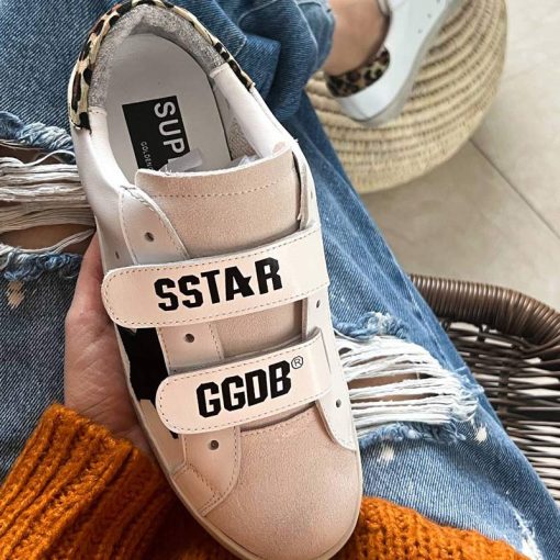 کتونی کژوال گلدن گوس چسبی سفید پلنگی Golden Goose Superstar White Brown Leopard