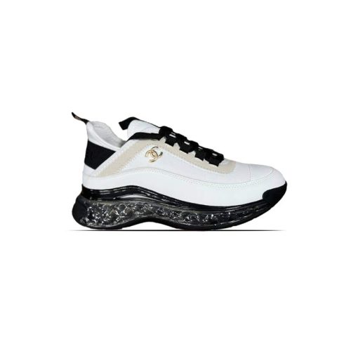 کفش لژدار شنل کرم زیره مشکی Chanel Velvet Calfskin & Mixed Fibers Sneaker Ivory Black