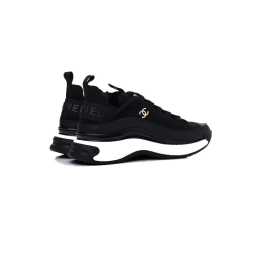 کفش لژدار شنل مشکی سفید Chanel Velvet Calfskin & Mixed Fibers Sneaker Black White
