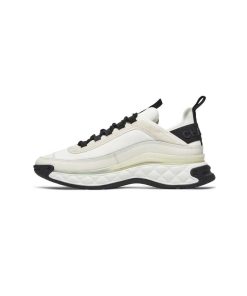 کفش لژدار شنل کرم مشکی Chanel Velvet Calfskin & Mixed Fibers Sneaker Ivory