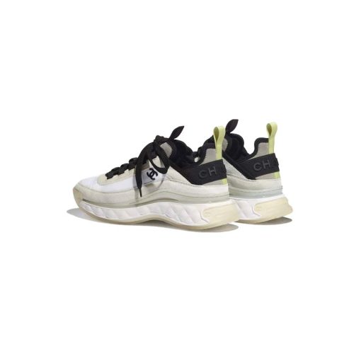 کفش لژدار شنل کرم مشکی سفید Chanel Velvet Calfskin & Mixed Fibers Sneaker Ivory Black White