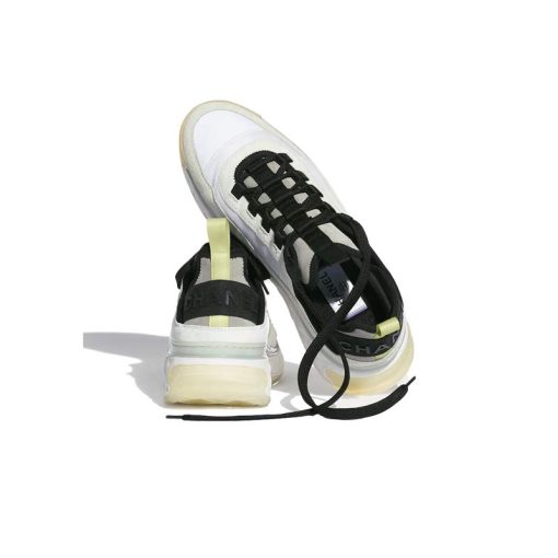 کفش لژدار شنل کرم مشکی سفید Chanel Velvet Calfskin & Mixed Fibers Sneaker Ivory Black White