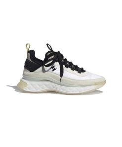 کفش لژدار شنل کرم مشکی سفید Chanel Velvet Calfskin & Mixed Fibers Sneaker Ivory Black White