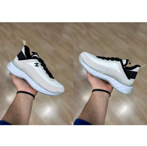 کفش لژدار شنل کرم مشکی سفید Chanel Velvet Calfskin & Mixed Fibers Sneaker Ivory Black White