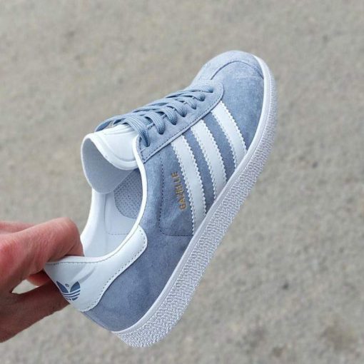 کفش کژوال آدیداس گزل طوسی آبی کمرنگ Adidas Gazelle Light Blue Grey