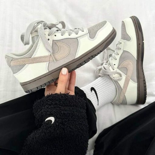 کفش کژوال نایک اس بی دانک طوسی کرم قهوه ای Nike Sb Dunk Low Ironstone