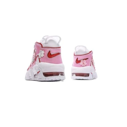 کتونی نایک ایر آپتمپو سفید صورتی گل دار Nike Air More Uptempo White Pink Cherry Blossoms