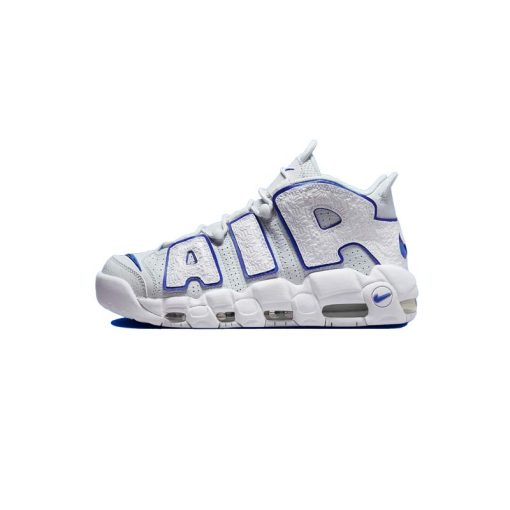 کتونی نایک ایر آپتمپو طوسی سفید آبی نقش برجسته Nike Air More Uptempo Embossed White Royal