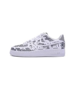 کتونی نایک ایرفورس 1 سفید طوسی مشکی پیکسلی Nike Air Force 1 Premium 08 Qs Digi Camo