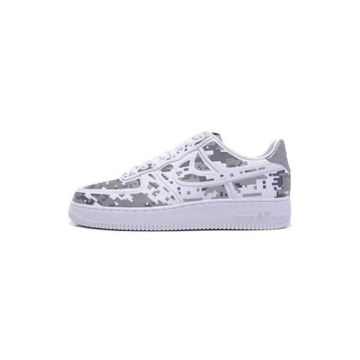 کتونی نایک ایرفورس 1 سفید طوسی مشکی پیکسلی Nike Air Force 1 Premium 08 Qs Digi Camo