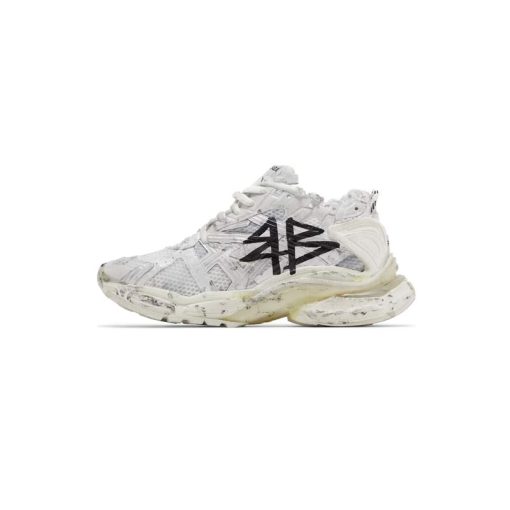 کتونی بالنسیاگا رانر گرافیتی سفید مشکی Balenciaga Runner Sneaker Graffiti - White Black