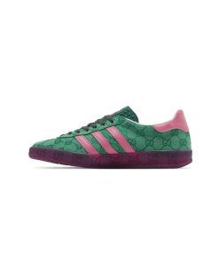 کفش آدیداس گزل گوچی سبز صورتی Adidas Gazelle Gucci Green GG Monogram