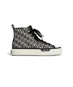 کفش امیری ساقدار مشکی سفید تمام لوگو Amiri Court High Allover Logo Black White