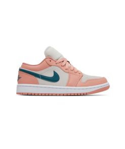 کفش نایک ایرجردن 1 ساق کوتاه صورتی کرم آبی Nike Air Jordan 1 Low Light Madder Root