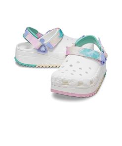 صندل کراکس سفید سبز صورتی  Crocs Classic Hiker Clog White Green Pink