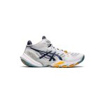 کتونی تخصصی والیبال اسیکس متارایز سفید آبی زرد Asics Metarise White Blue Yellow