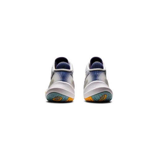 کتونی تخصصی والیبال اسیکس متارایز سفید آبی زرد Asics Metarise White Blue Yellow