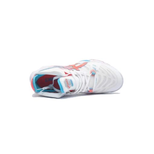 کتونی تخصصی والیبال اسیکس متارایز سفید آبی نارنجی Asics Metarise White Blue Orange