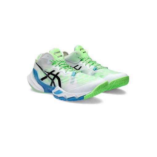 کتونی تخصصی والیبال اسیکس متارایز سفید سبز آبی Asics Metarise White Green Blue