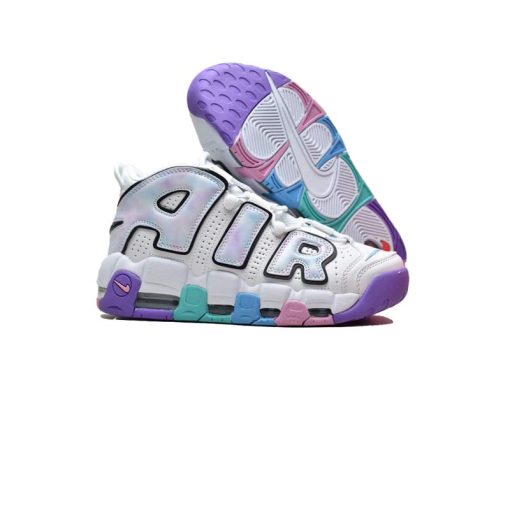 کتونی نایک ایر آپتمپو سفید آبرنگی بنفش صورتی Nike Air More Uptempo Big Kids