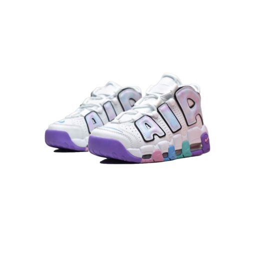 کتونی نایک ایر آپتمپو سفید آبرنگی بنفش صورتی Nike Air More Uptempo Big Kids