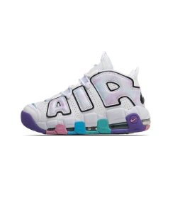 کتونی نایک ایر آپتمپو سفید آبرنگی بنفش صورتی Nike Air More Uptempo Big Kids