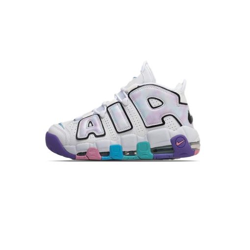 کتونی نایک ایر آپتمپو سفید آبرنگی بنفش صورتی Nike Air More Uptempo Big Kids