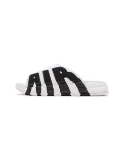 دمپایی نایک اسلاید ایر آپتمپو سفید مشکی Nike Air More Uptempo Slide White Black Red