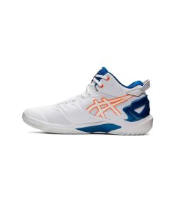 کتونی والیبال اسیکس ژل برست 26 سفید آبی نارنجی Asics Gel Burst 26 White Shocking Orange