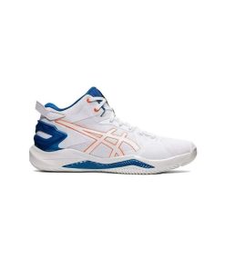 کتونی والیبال اسیکس ژل برست 26 سفید آبی نارنجی Asics Gel Burst 26 White Shocking Orange