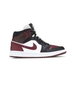کتونی نایک ایرجردن 1 ساقدار زرشکی پلاک طلایی Nike Air Jordan 1 Mid SE Gold Pendants