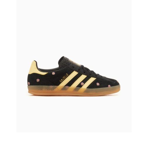 کفش آدیداس گزل مشکی زرد گل دار Adidas Gazelle Indoor Black Yellow Floral