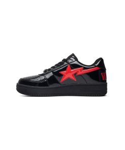 کفش بیپ استا ورنی مشکی قرمز Bapesta Low Black Shark Face