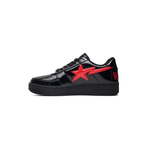 کفش بیپ استا ورنی مشکی قرمز Bapesta Low Black Shark Face