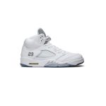 نایک ایرجردن 5 سفید نقره ای آبی Nike Air Jordan 5 Retro Metallic White