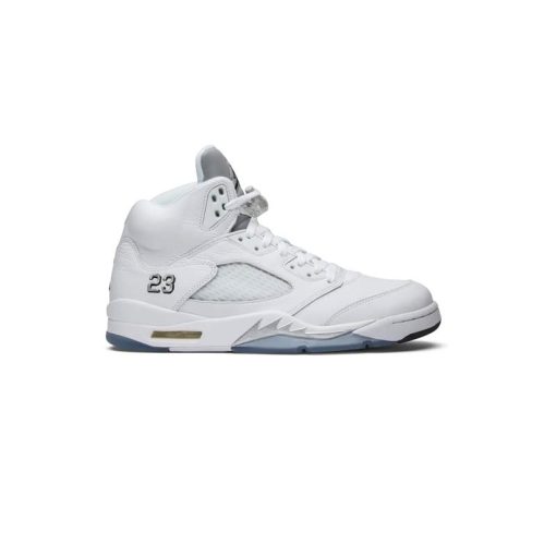 نایک ایرجردن 5 سفید نقره ای آبی Nike Air Jordan 5 Retro Metallic White