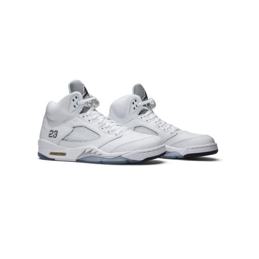 نایک ایرجردن 5 سفید نقره ای آبی Nike Air Jordan 5 Retro Metallic White