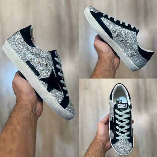 کتونی کژوال گلدن گوس مشکی نقره ای Golden Goose Black Silver