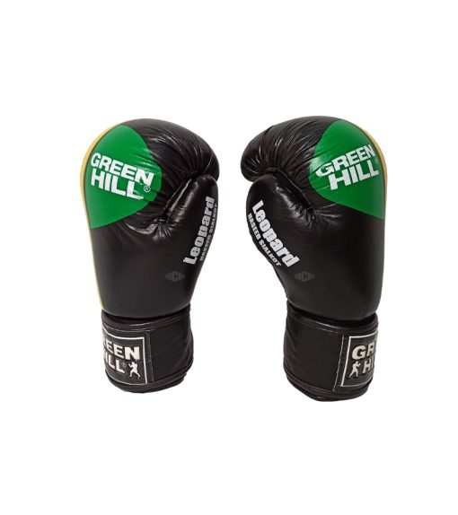دستکش بوکس چرم گرین هیل مشکی سبز Green Hill Boxing Gloves
