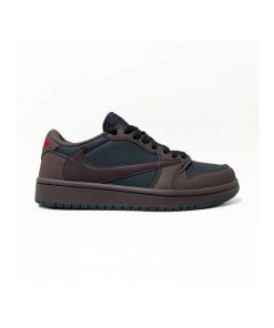 نایک ایرجردن 1 تراویس اسکات قهوه ای بادمجانی Nike Air Jordan 1 Low Travis Scott Velvet Brown