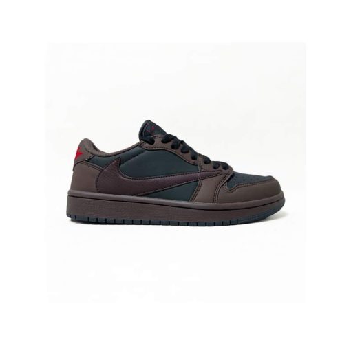نایک ایرجردن 1 تراویس اسکات قهوه ای بادمجانی Nike Air Jordan 1 Low Travis Scott Velvet Brown
