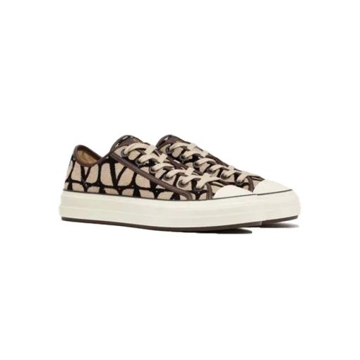 کتونی ولنتینو کرم قهوه ای Valentino Toile Iconographe Low